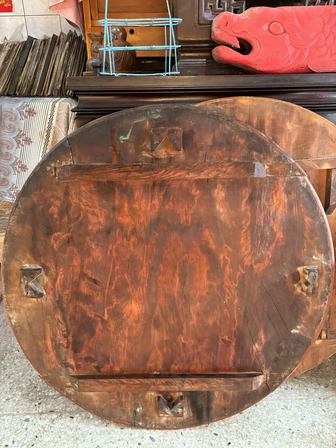 台灣檜木 閃花圓桌板