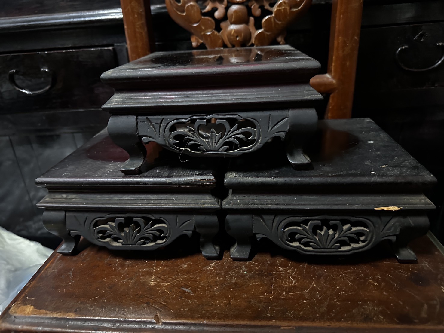 木几桌 三件合售